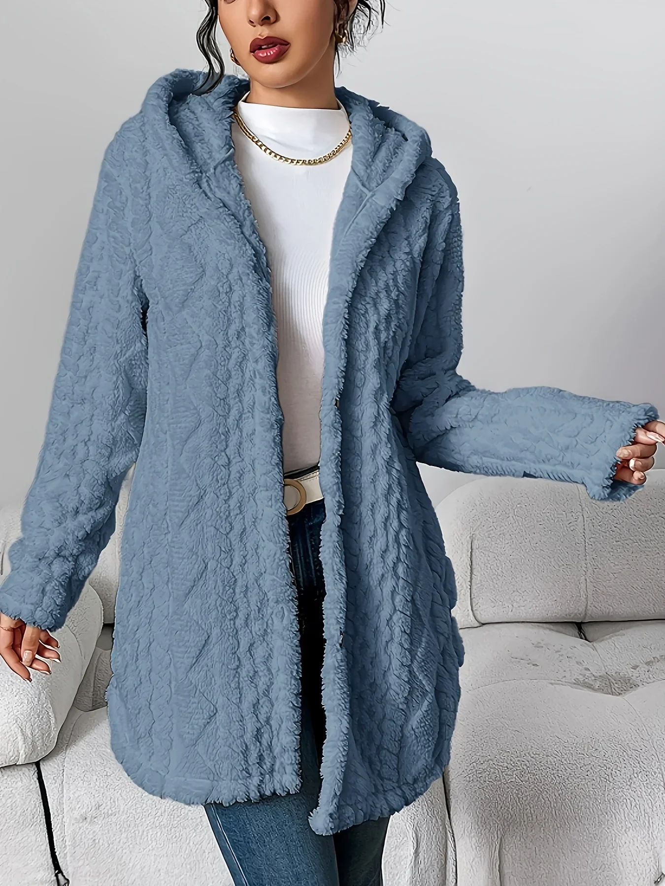 Cardigan en polaire pour femme avec capuche – Louise - Image 13