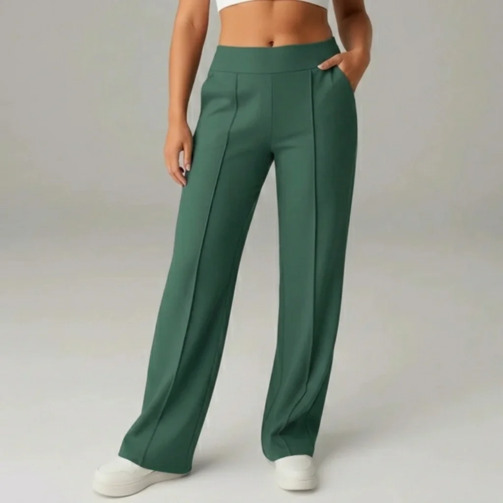 Pantalon stretch confortable taille haute à jambes larges – SoftFlex - Image 10