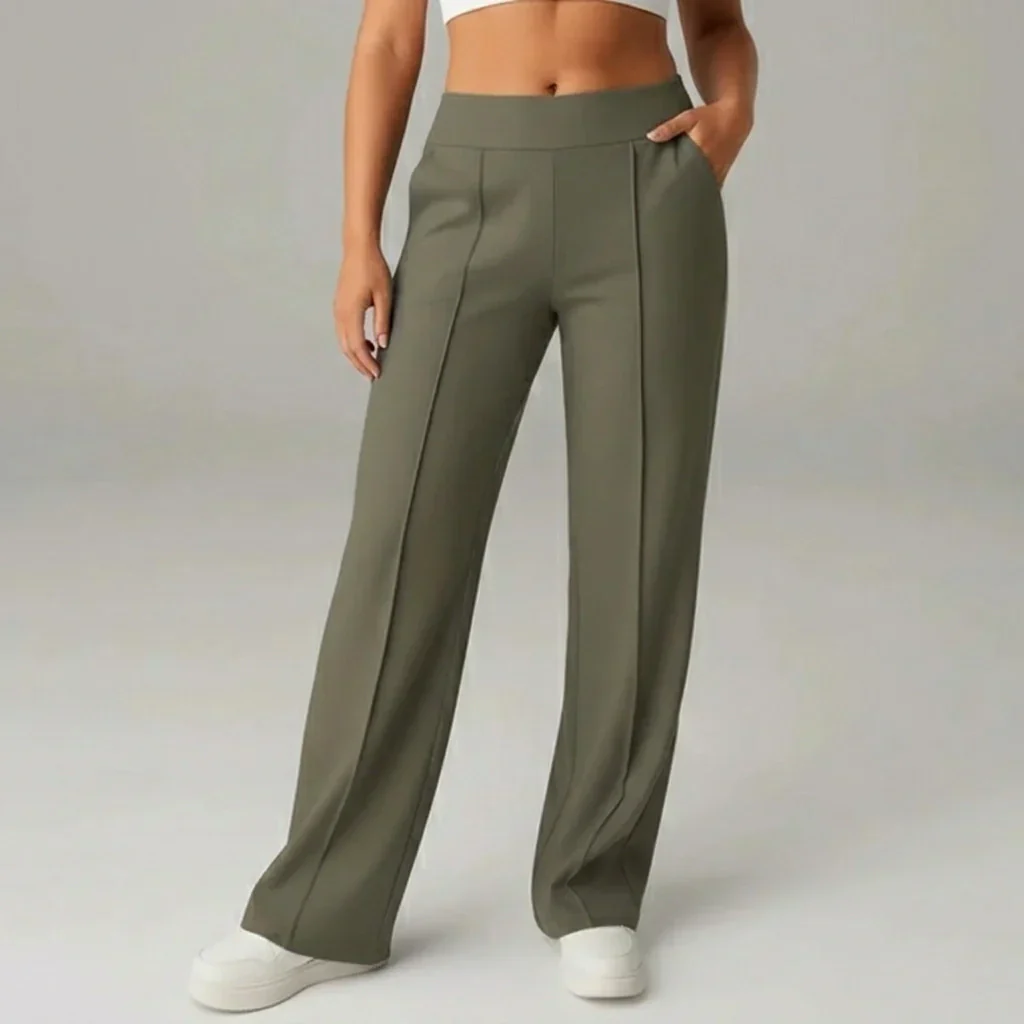 Pantalon stretch confortable taille haute à jambes larges – SoftFlex - Image 11