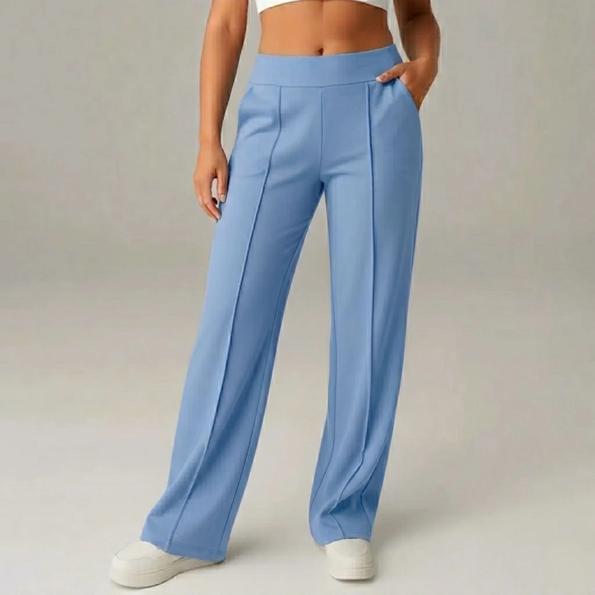 Pantalon stretch confortable taille haute à jambes larges – SoftFlex - Image 12