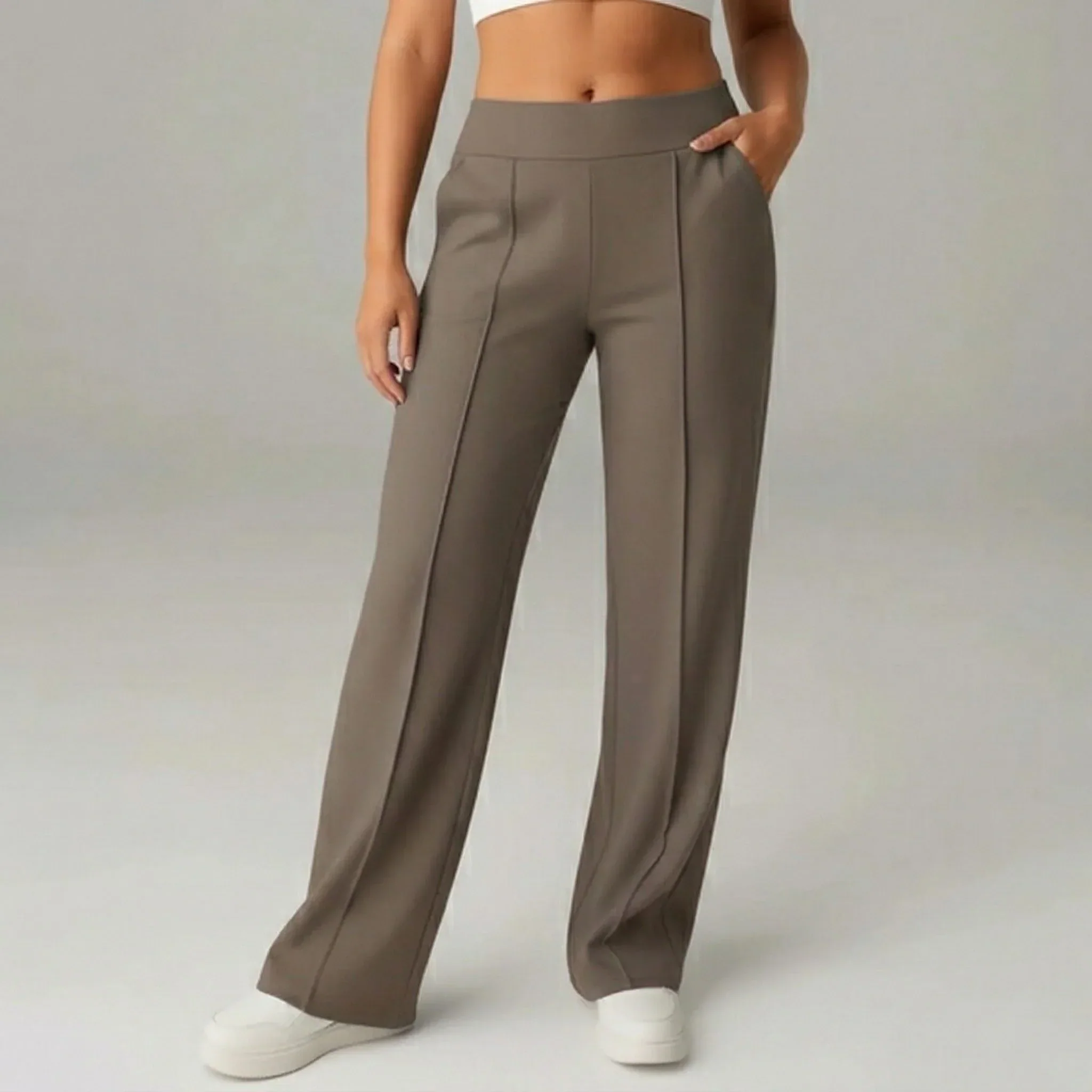 Pantalon stretch confortable taille haute à jambes larges – SoftFlex - Image 8