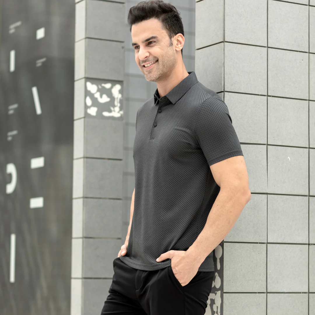Polo Homme Texturé et Extensible - Image 4