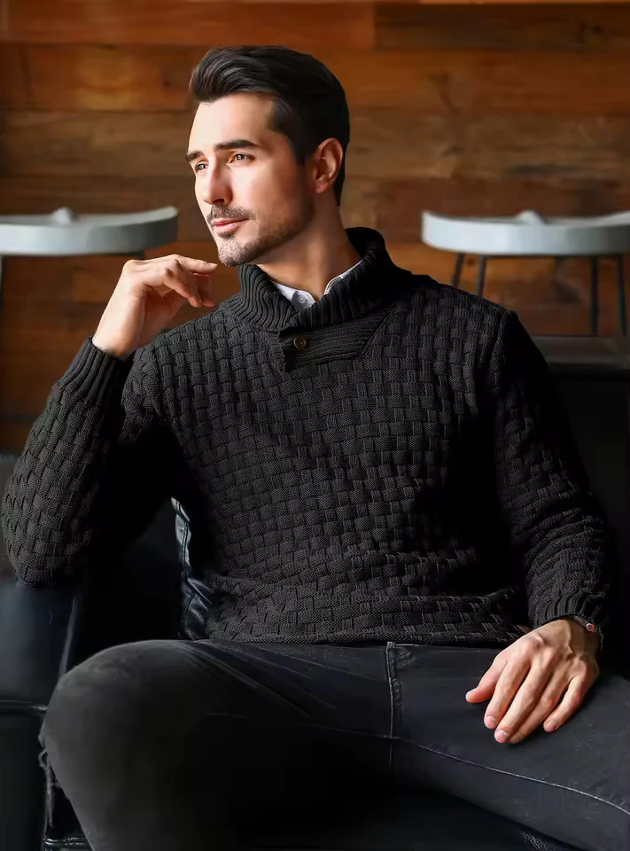 Pull en Maille à Col Châle Homme - Auguste - Image 2