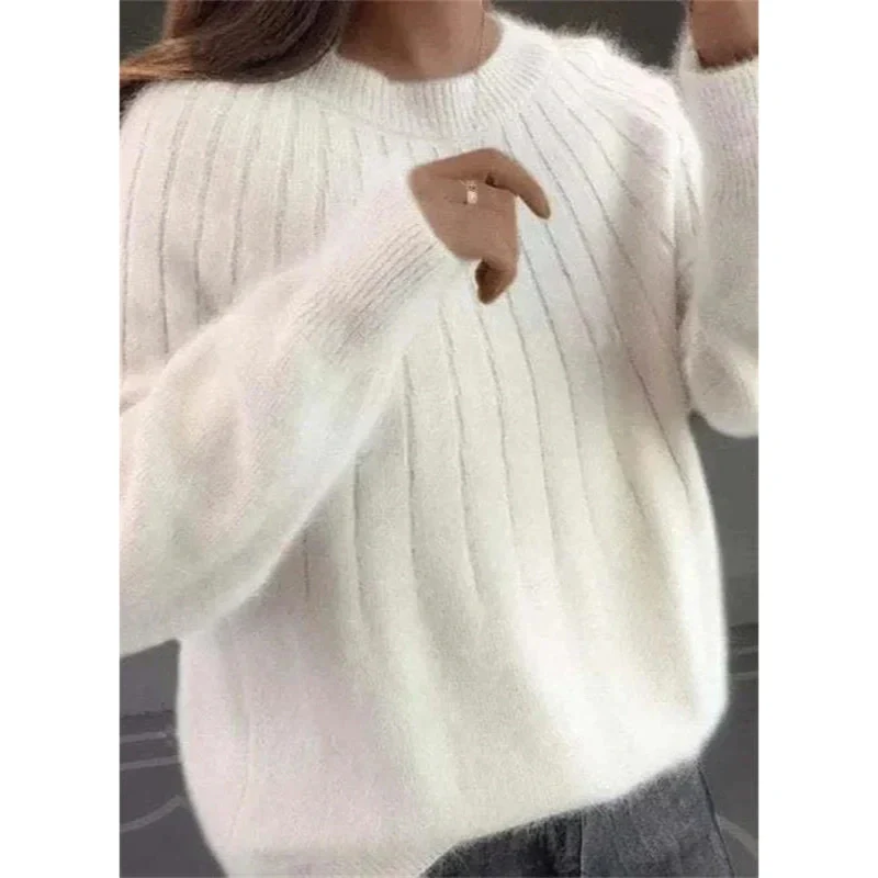 Pull Tricoté pour Femme Rose - Image 3