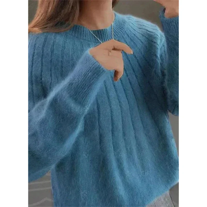 Pull Tricoté pour Femme Rose - Image 5